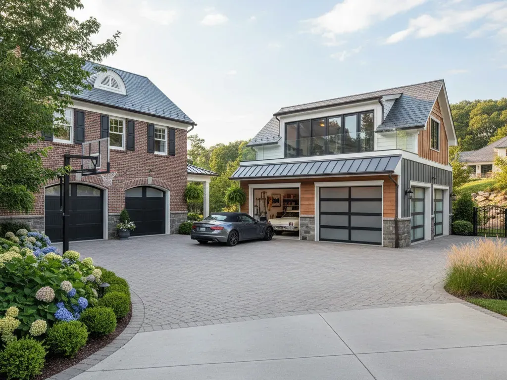 Residential garage door exterior