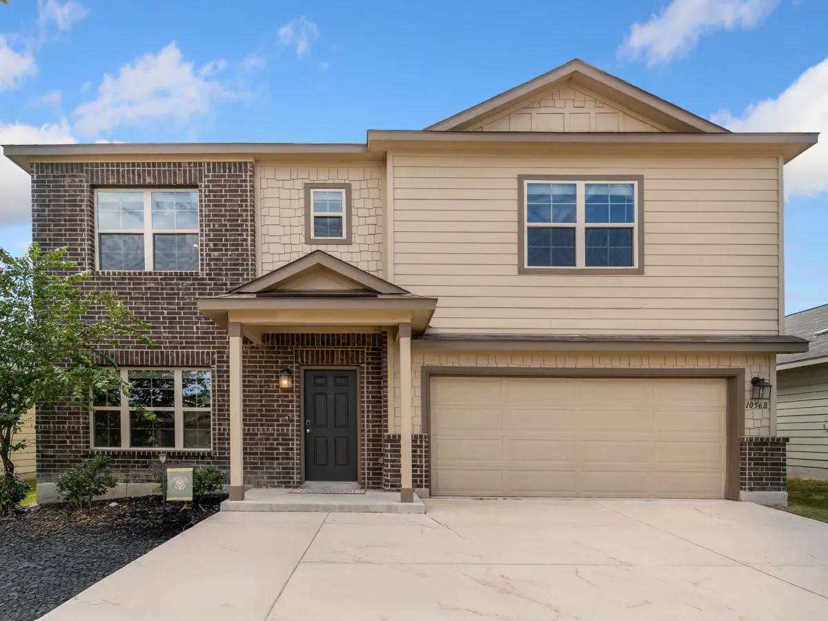 Two-car residential garage door exterior on a home