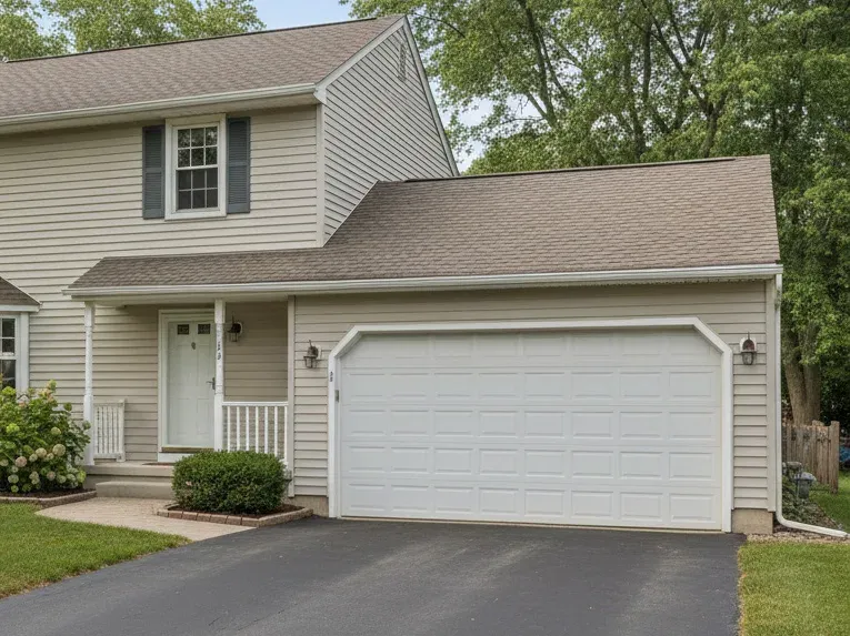 Home exterior with an attached garage door